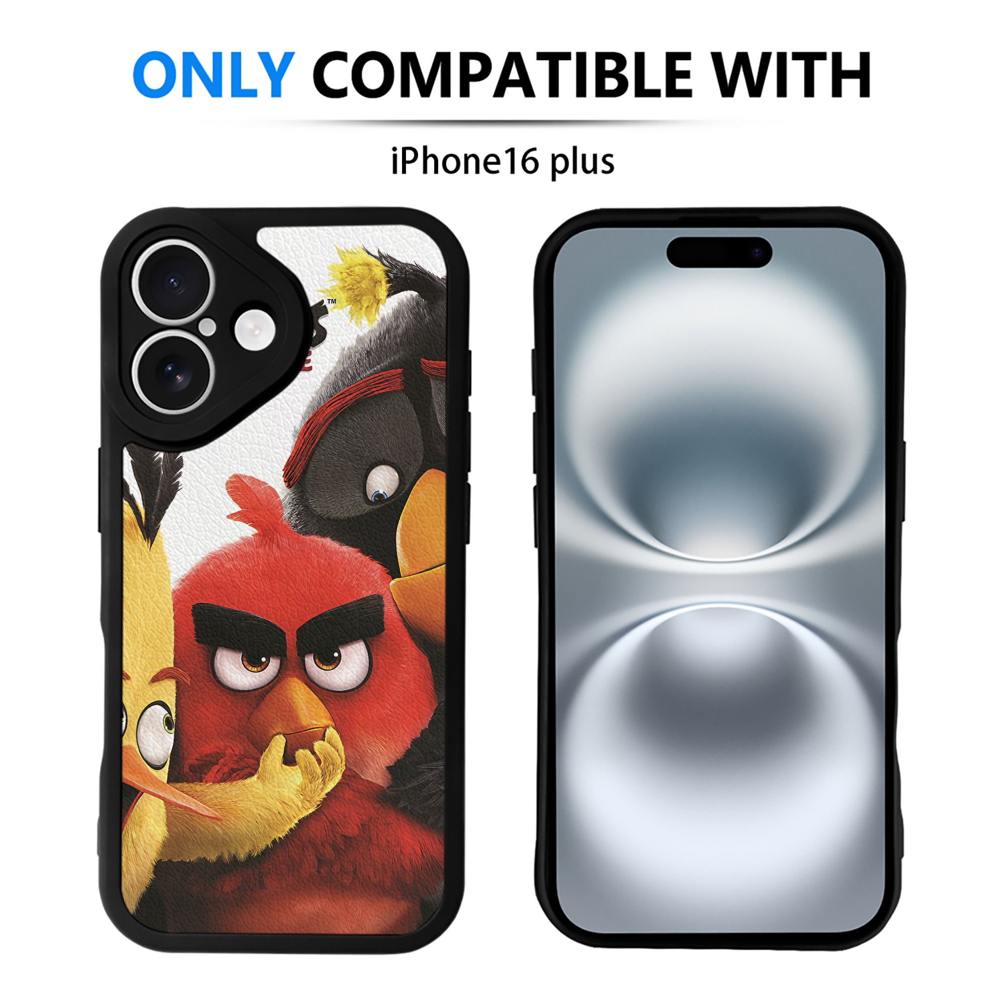 （画像用） Angry Birds アングリーバード 【iPhone 16シリーズ対応】シリコンスマホケース（レザー調） 材質：シリコン